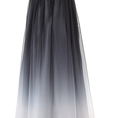 Sexy V Neck Long Gradient Black Prom Dress With..