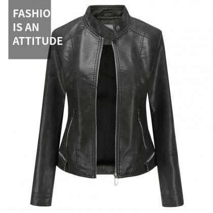 2020 Winter Pu Leather Jacket For Women Plus..