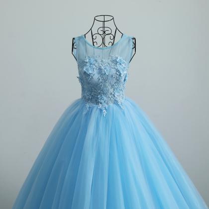 Sky Blue Ball Gown Quinceanera Dresses With..