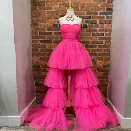 Tered Layerd Fuchsia Prom Dress Long Party Dress..