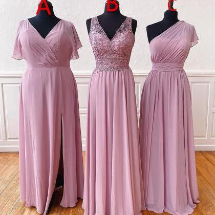 Dirty Pink Chiffon Bridesmaid Dress Plus Size Long..