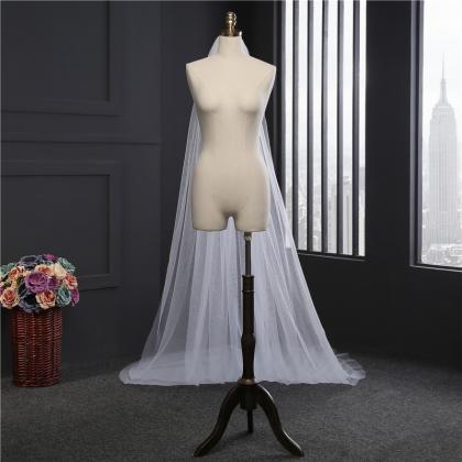 3 Meters Long White Tulle Veils wit..
