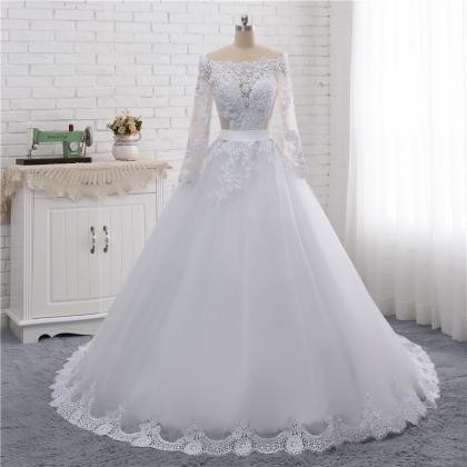 Off The Shoulder Lace Long Wedding Dresses With..
