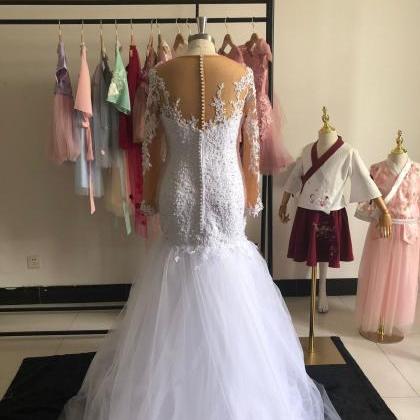 Plus Size Wedding Dresses With Full Sleeve Sexy..