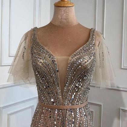 Luxury Beaded Champagne Prom Dress ..