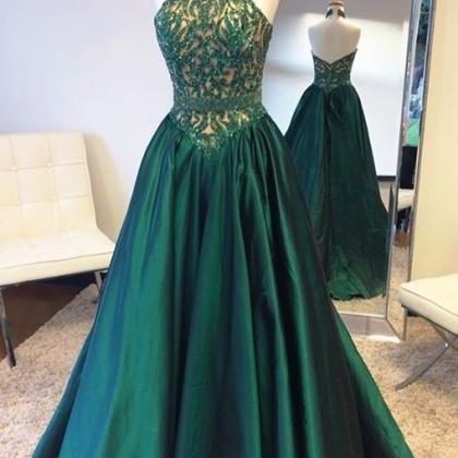 Emerald Green Lace Formal Evening D..