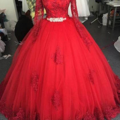 Sweet 15 Year Red Lace Quinceanera ..