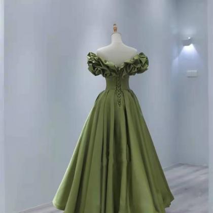 Sexy Off the Shoulder Long Green Pr..