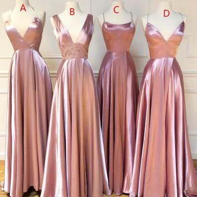 2020 Long Pink Bridesmaid Dresses for Wedding Party A Line Plus Size Women Dress Gowns