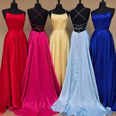 Sexy Backless Long Cheap Blue Prom Party Dresses A Line Floor Length Formal Women Gowns