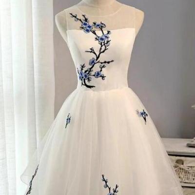 Little Short White Homecoming Dress with Blue Plum A Line Short Party Dresses for Girls