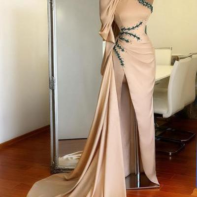 New Sexy Women Party Dress High Neck Hollow Out Split Side Detachable Train Formal Party Dresses