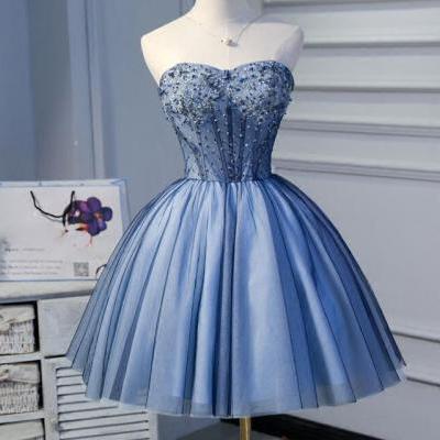 Mini Short Blue Homecoming Dress Prom Gowns Sexy Sweetheart Backless Beaded Sequins Top Short Party Dresses Ball Gown