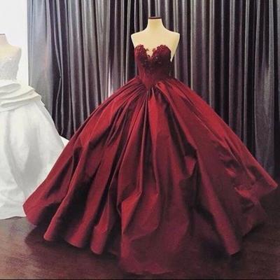 Burgundy Quinceanera Dresses 2017, Puffy Ball Gown Lace Quinceanera Dress For 15 Year, Formal Burgundy 16 Year Prom Dress, Sexy Sweetheart Corest Back Long Burgundy Party Dress, Floor Length Burgundy Appliques Party Dress 2017