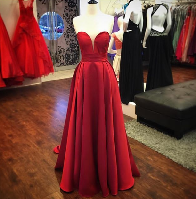Sexy Sweetheart Red Long Party Dress Formal Women Prom Dress Floor Length A Line