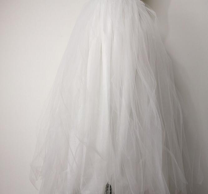 Split Side Long Black White Tulle Skirt Tutu Dress for Women Lady
