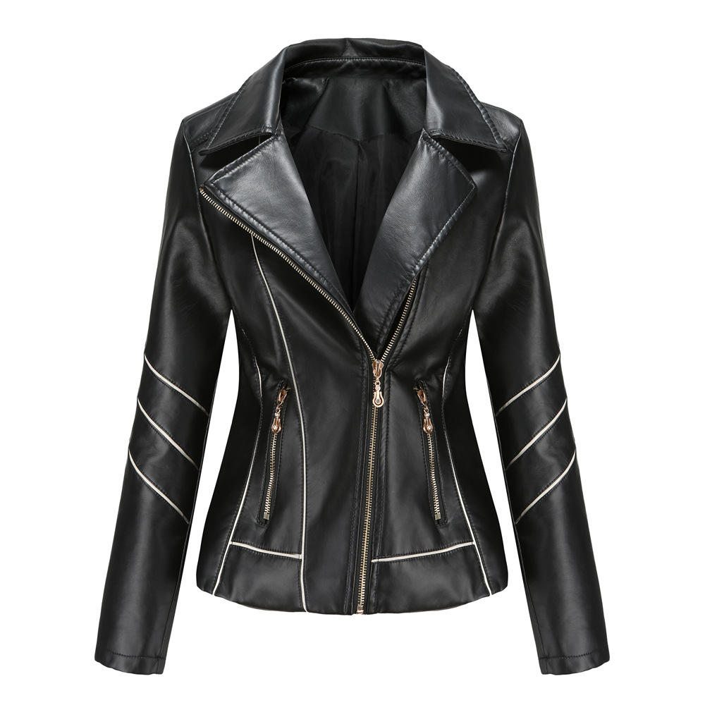 2020 Plus Size PU leather Jackets for Women Full Sleeve Zipper Closure Lady Spring Fall Coats Outwear Moto Bike Clothing