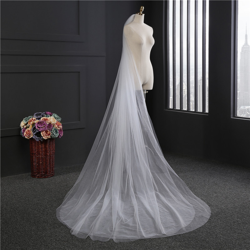 3 Meters Long White Tulle Veils with Comb for Wedding Brides
