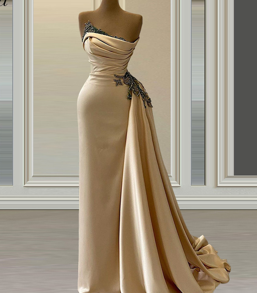 Women Vintage Evening Gown, Vintage Beaded Evening Gowns