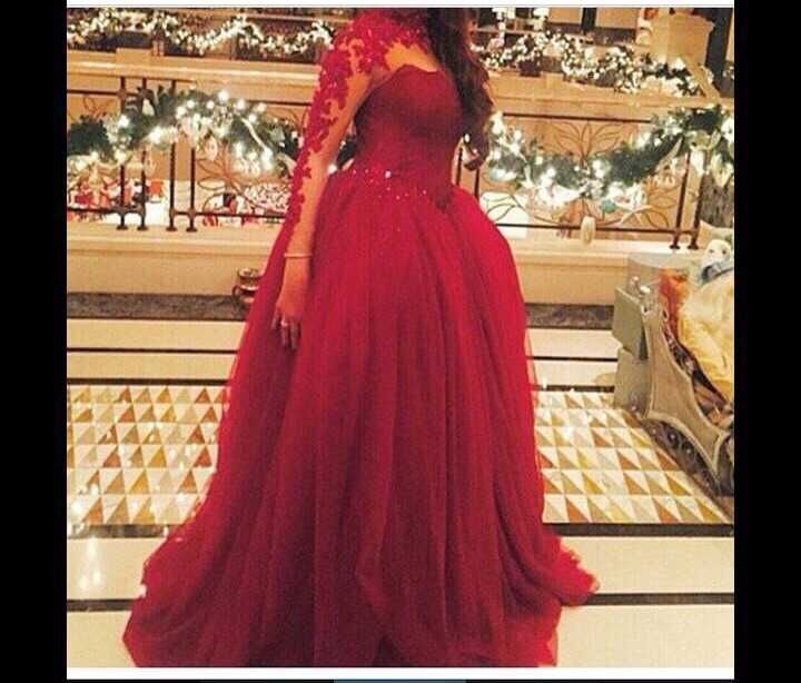 red long sleeve prom dresses plus size