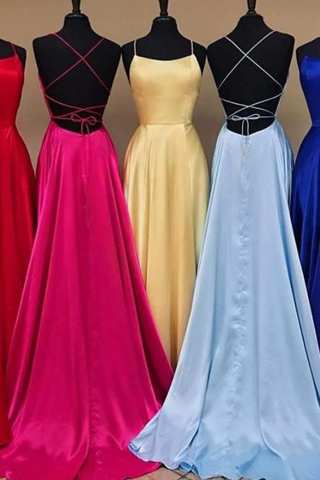 Sexy Backless Long Cheap Blue Prom Party Dresses A Line Floor Length Formal Women Gowns