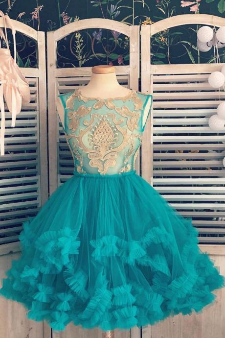 Short A Line Homecoming Dress Party Dresses with Champagne Appliques