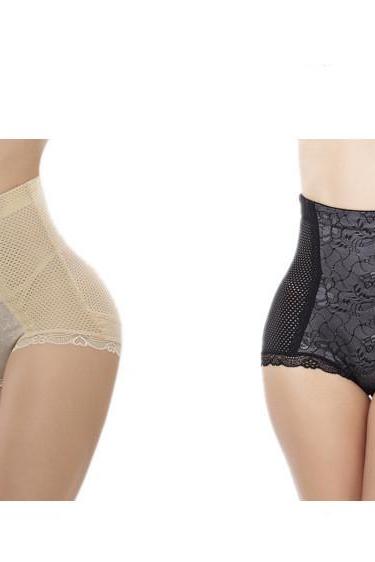 Women High Waist Butt Lifter Tummy Control Panty Slim Waist Trainer Sexy Black Champagne Lace