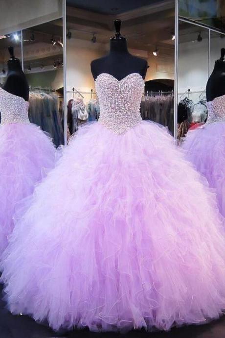 Princess Lilac Quinceanera Dresses for Sweet 15 Year Girl Birthday Party Dress Ball Gown Corset Back Ruffles Tiered