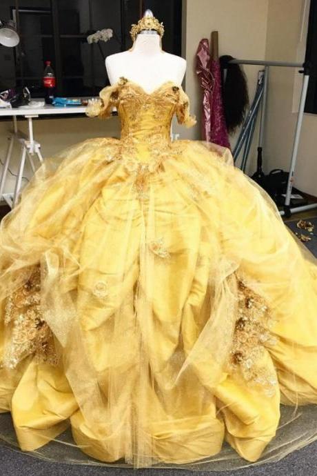 Sweet 15 Year Yellow Quinceanera Dress Ball Gown Formal Women Prom Dress Ruffles Puffy Party Gowns
