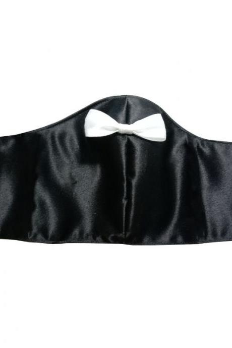  Black Groom Mask with White Bow Knot for Wedding