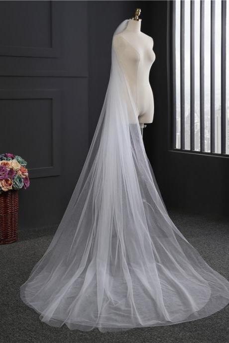 3 Meters Long White Tulle Veils with Comb for Wedding Brides