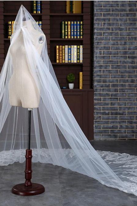 3 Meters Long Ivory Lace Wedding Bridal Veils 