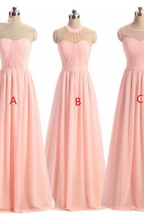Plus Size Long Pink Bridesmaid Dress Custom Made for Wedding Party Long Floor Length Cheap Maid Of Honor Dress