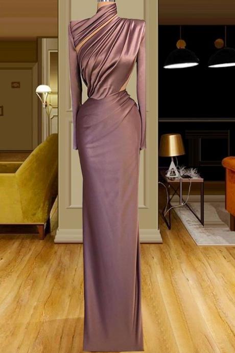 High Neck Long Sleeve Slim Prom Dress for Lady Formal Cheap Evening Dress for Women