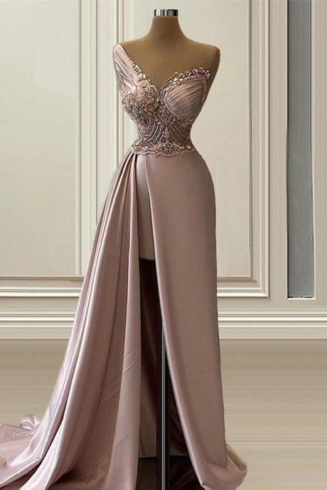 Sexy V Neck Long Beaded Prom Dress for Lady Elegant Women Evening Dresses for Party Custom Made