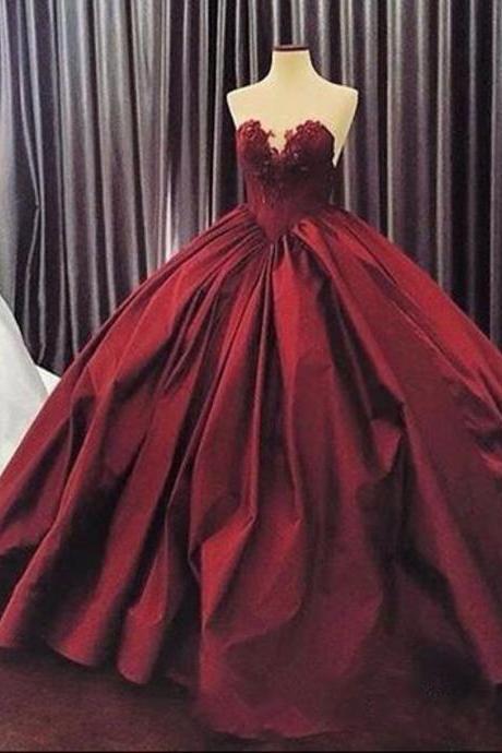Burgundy Quinceanera Dresses 2017, Puffy Ball Gown Lace Quinceanera Dress For 15 Year, Formal Burgundy 16 Year Prom Dress, Sexy Sweetheart Corest Back Long Burgundy Party Dress, Floor Length Burgundy Appliques Party Dress 2017