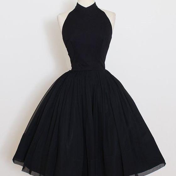 Sexy V Neck Open Back Little Black Dresses Short Evening Party Dresses Black Homecoming Dress Y1330
