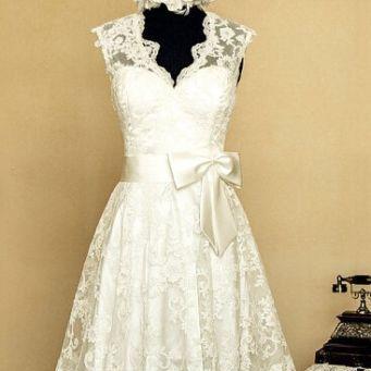 Sexy V Neck Mini Short Lace Wedding Dress with Waist Belt A Line Summer Beach Bridal Gowns
