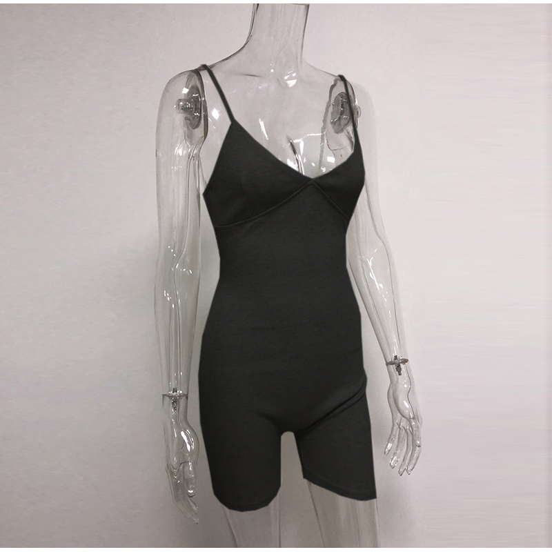 2020 Sexy Short Black Jumpsuit Bodysut For Women Spaghetti Strap Causal ...